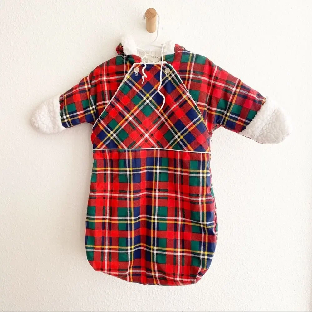 Quiltex Vintage Christmas Plaid Baby Bunting Snow Sack